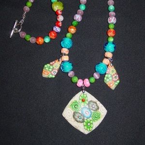 Hippy Chic Diamond Floral Handmade Necklace